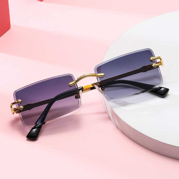 

wholesale of square frameless new cut edge trend sunglasses fashion wearing glasses, White;black
