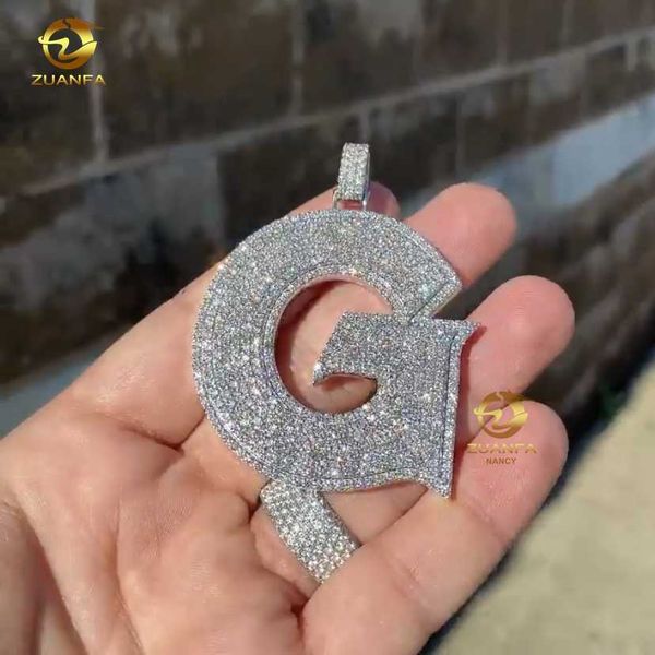 

custom hip hop jewelry iced out men hiphop charms 925 silver moissanite necklace custom pendant
