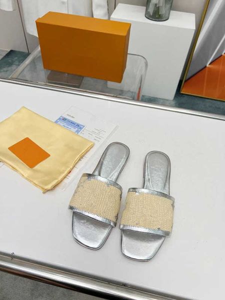 

designer woody sandals famous designer women mules flat slides light tan beige white black pink lace lettering fabric canvas slippers womens