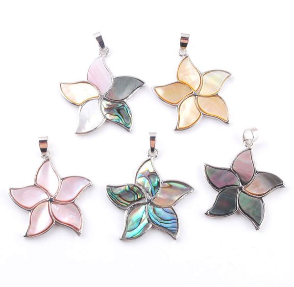 

wojiaer natural zealand abalone shell gem stone pendant beads plant flower women men jewelry dbn3662096165, Silver