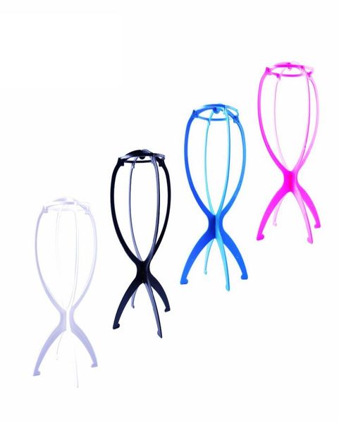 

colorful wigs stand portable flexible foldable wig holder support display stand hair accessories plastic hat display tool rra15143734381, White