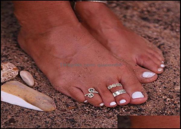 

band rings jewelry3pcs set retro carved hollow star moon toe bohemia adjustable opening finger ring for women boho beach foot summ7071300, Silver