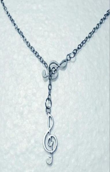 

fashion vintage silver double notes treble clef pendant adjustable cross lariat necklace for women men punk goth jewelry gift 858932386