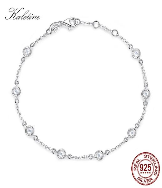 

kaletine women bracelet 925 sterling silver clear cz custom bracelets for women white gold color charm pride jewelry kltb0967212324, Golden;silver