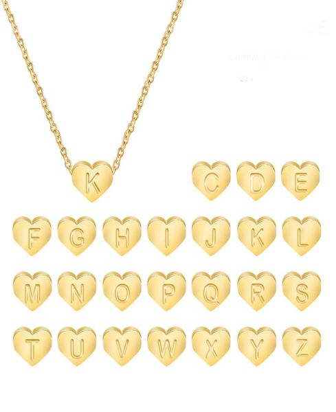 

stainless steel initial name necklace az alphabet letter love heart necklaces women jewelry1573821, Silver