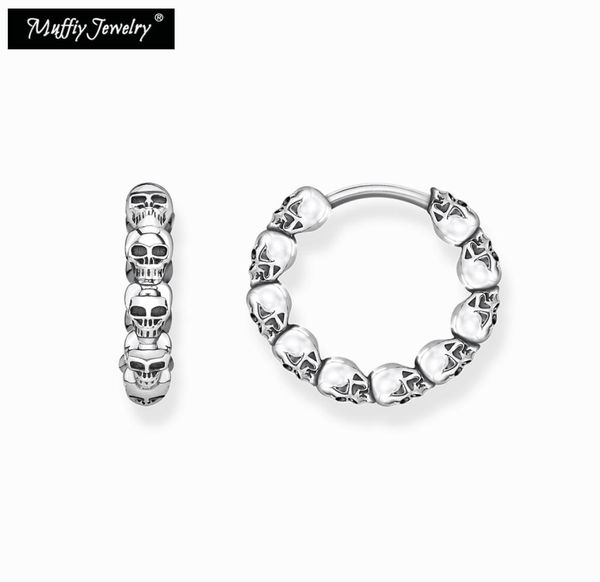 

skulls hinged hoop creole earringsrock039n039roll fashion jewelry for women men2019 ts gift in 925 sterling silver5783120, Golden;silver