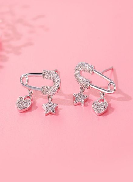 

pin star love earrings women can move net red earrings super fairy s925 sterling silver a hair substitute5599782, Golden;silver