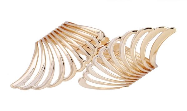 

punk women metal wing hollow open wide bangle cuff irregular bracelet armlet gold silver tone fancy oranments4320135, Black