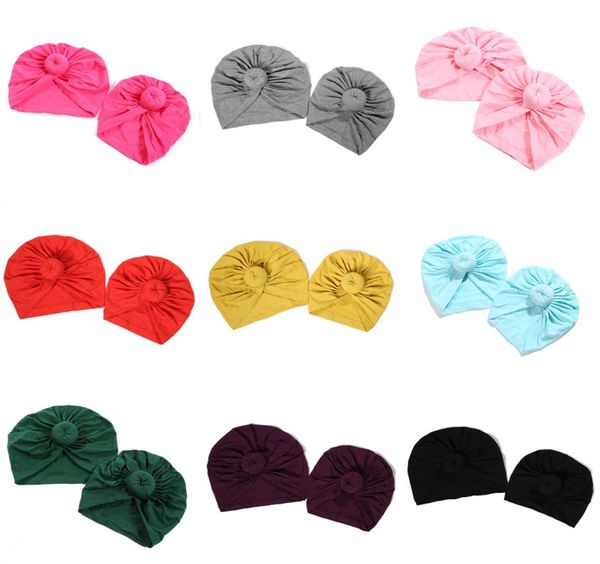 

baby girls solid caps candy color parentchild hats mother kids outdoor autaum baby cap indian bonnet women muslim hat 064364220, Yellow
