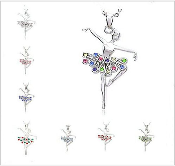 

crystal necklaces christmas dancing ballerina dancer crystal ballet dance pendant necklace charm gros collier femme jewellery wome3405592, Silver