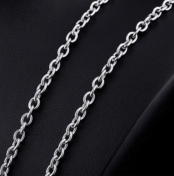 

3mm4mm silver stainless steel trace o chain link for men women necklace 45cm75cm length with velvet bag2024905
