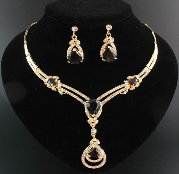 

necklace women colour wedding crystal jewelry gift bridal exquisite sets prom zircon earring for multiple party orgcq7798897, Golden