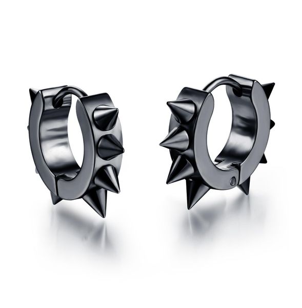 

men women spikes studded 316l stainless steel punk spiky round huggie hoop earrings 1pair9099172, Golden;silver