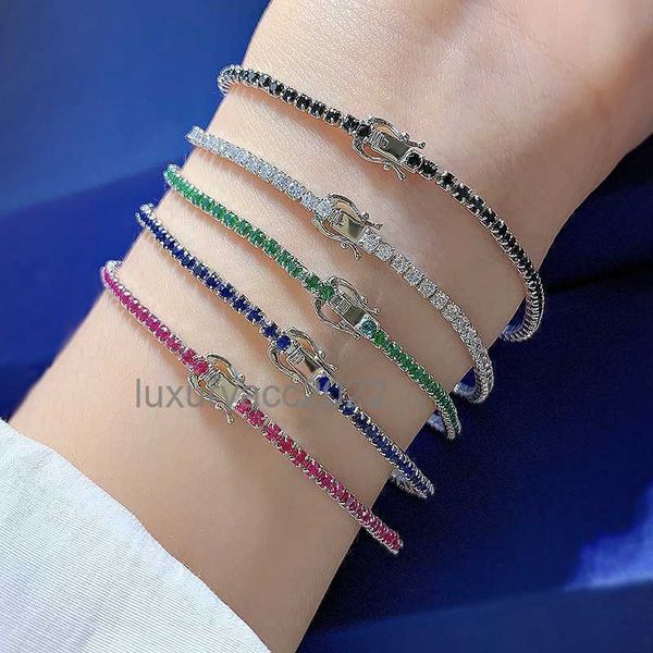 

designer bracelet bangle mujing jewelry s925 sterling silver bracelet women's tennis chain single row diamond set zircon full diamond b, Black