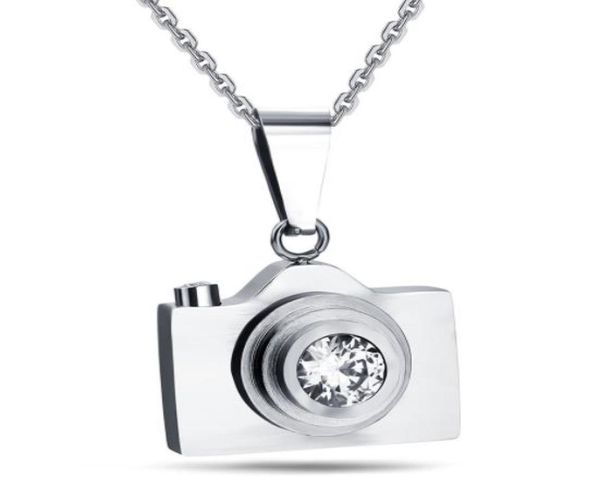 

titanium steel camera necklace retro black blue silver stainless steel camera pendant men039s women039s student jewelry2167300