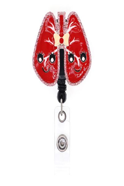 

10pcs medical series lungs themed retractable badge holder rt pulmonary for nurse gift id card name badge reels1219849, Gray