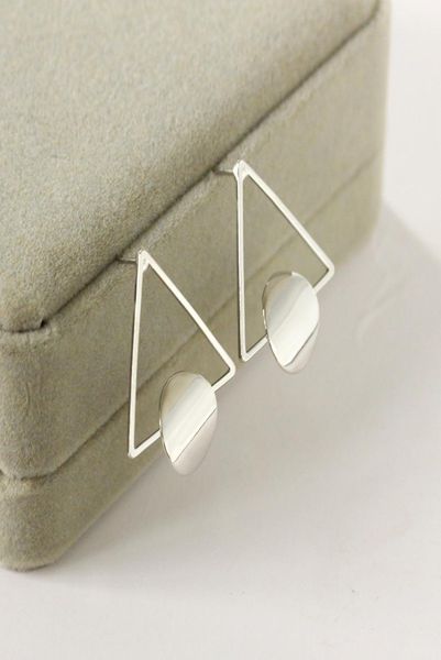 

geometric stud triangle round coin earring personalized glossy threedimensional earrings1951034, Golden;silver