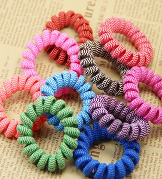 

mixed colors gift telephone wire line gum elastic hair band for girl rope candy color tie hair ring rops women headdress tool4643351, Pink