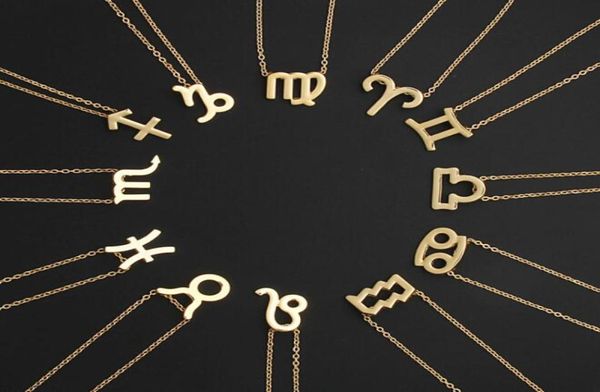 

whole new 12 constellation designer necklace white gift card zodiac sign pendant gold silver chains for men women fashion jewe7550275