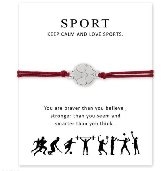 

new sports wrap wish bracelet with gift card football hockey gymnastics volleyball baseball basketball charm bangle women men jewe8131908, Golden;silver