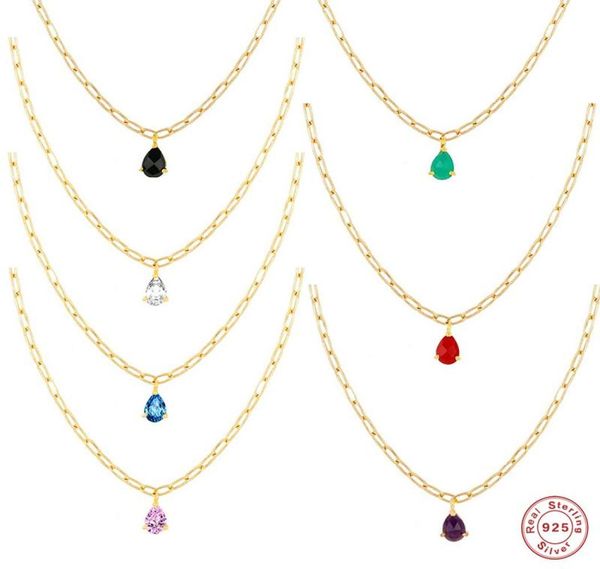 

other gs 925 sterling silver colorful oval water drop zircon charm pendant necklace luxury big thick chain choker party fine jewel6479397