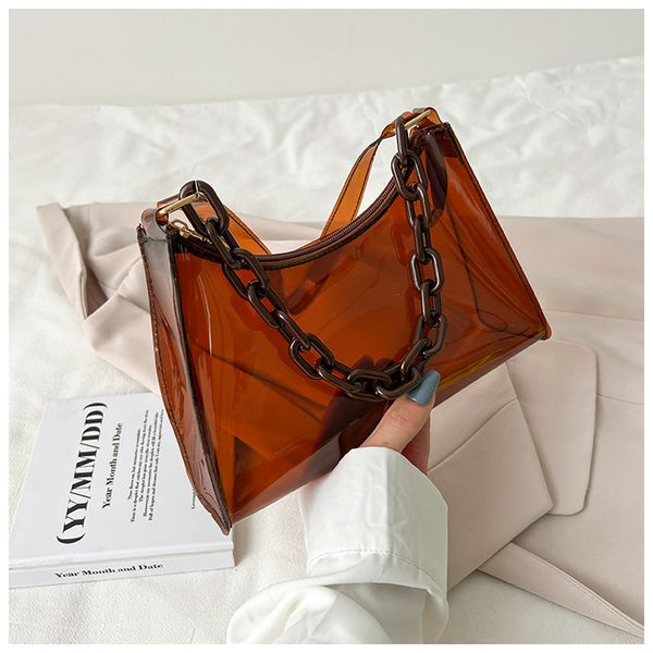 

summer new womens chic bag ins fresh gel bag solid color transparent womens underarm bag shoulder bag