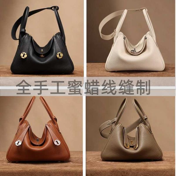 

5a bags lindy26 hand sewn wax thread bag tc cowhide genuine leather one shoulder portable mini doctor bag for women 26/30cm