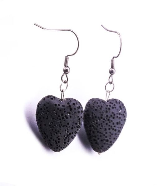 

fashion 10colors heart love lava stone earring aromatherapy essential oil perfume diffuser dangle earrings for women jewelry9803864, Silver
