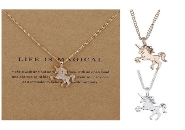 

whole 50 pieces bag exquisite unicorn pendant necklace suitable for ladies039 jewelry of friends039 party and wedding 3203044, Silver