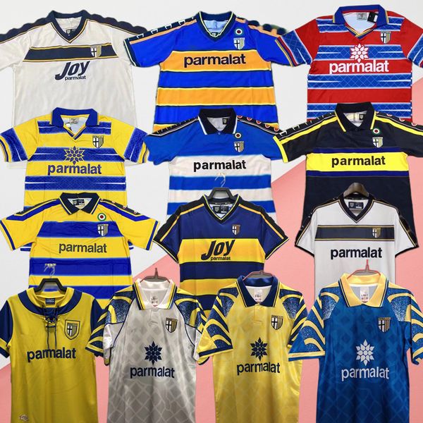 

1999 2000 parma calcio retro soccer jersey classic 1998 93 94 95 97 98 99 00 baggio crespo cannavaro vintage football shirt stoichkov thuram, Black;yellow