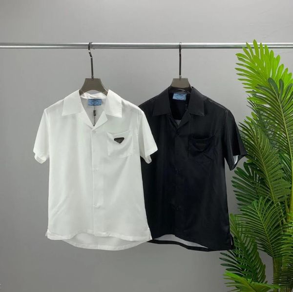 

men's designer shirts short sleeved shirt men's lapel cardigan tide brand tee, White;black
