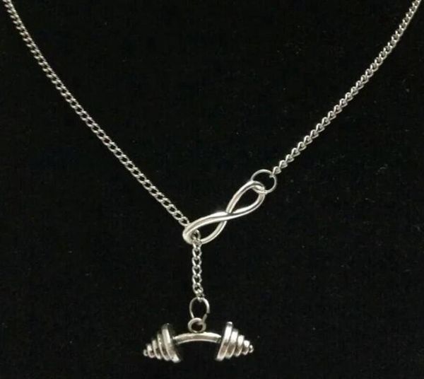 

5pcslot vintage ancient silverfitness dumbbellsstarfishtreasure keymoon charms collar sweater chain pendant necklace jewelry g2976794, Silver