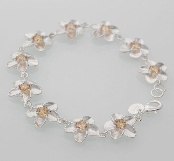 

fine 925 sterling silver bracelet for women men2020 fashion 925 silver flower chain 8inch bracelet italy new arrival xmas gf1916505, Black