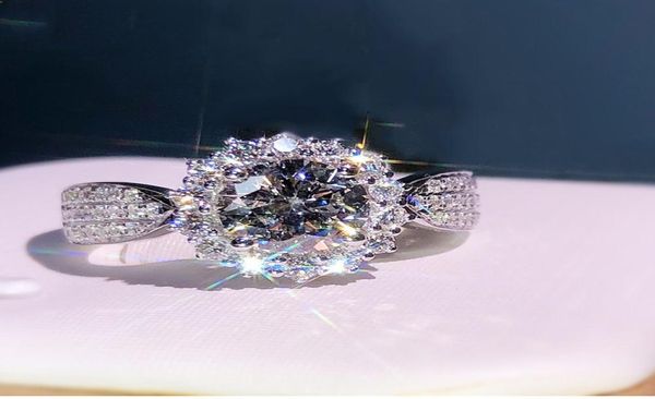 

large zircon white crystal ring for women party weeding engagement cubic zirconia rings jewelry5515443, Silver