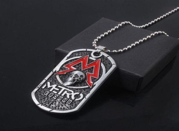 

midy game metro exodus 2033 necklace classic dog tag skull metal choker women men jewelry accessories3128016, Silver