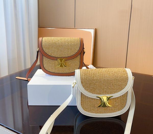 

famous designer woven tote saddles bag women's straw shoulder bag straw tote bag manual weave straw fabrics loose change cosmetics wall