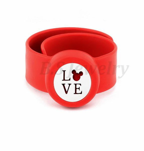 

love mouse stainless steel kids adjustable essential oil bangle children men women silicone diffuser locket silicone bracelets1906241, Silver