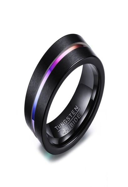 

8mm fashion men039s black tungsten ring for men trendy rainbow carbide groove rings jewelry usa size 7129981003, Silver
