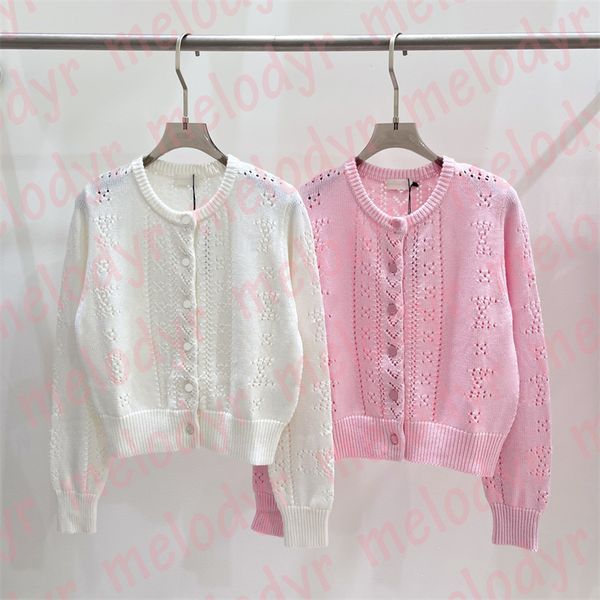 

hollow knitted cardigan designer letter short sweater coat women autumn warm coats, White;black