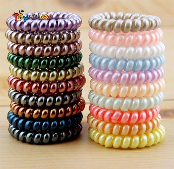 

new hair accessories women scrunchy girl hair coil rubber hair bands ties rope ring ponytail holders telephone wire cord gum2744195, Slivery;white