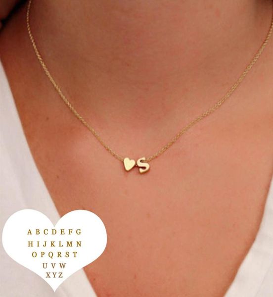 

fashion heart 26 intial letter alphabet pendant necklace for women gold silver az alphabet choker necklace girls fashion jewelry 9336580