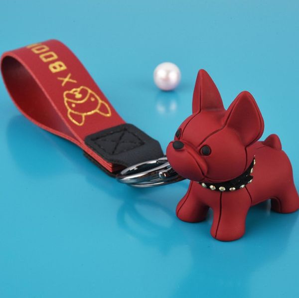 

fashion punk french bulldog key rings leather for women bag pendant jewelry trinket men039s car keychain1615604, Slivery;golden