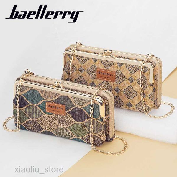 

money clips baellerry women's wallet new lady phone bag zipper handbag purse long wristlet wallets clutch messenger wood shoulder strap, Black