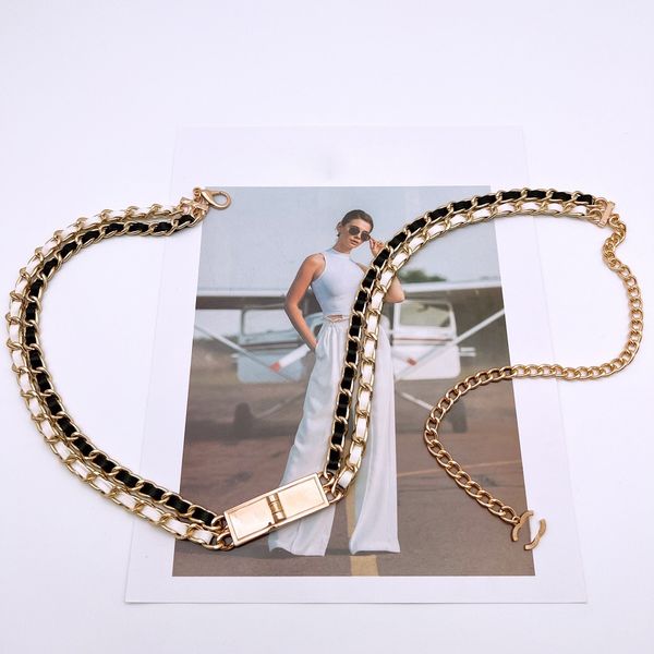 

luxury designer belts for woman fashion gold chain belt classic letter metal buckle ladies waist dress accessories womens waistband