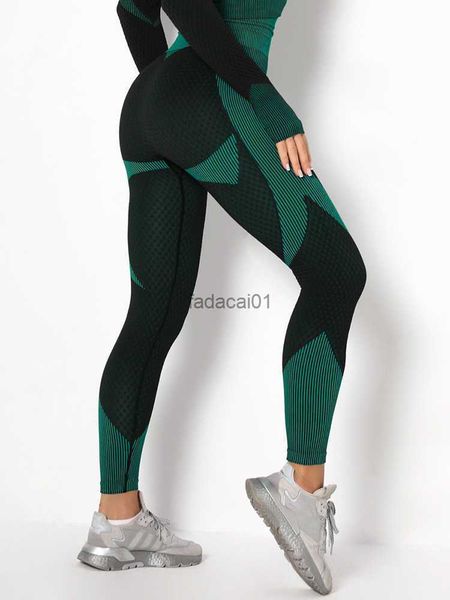 

seamless fitness leggings gym yoga pants women strip slim leggins elastic breathable tights high waist pant girl thin pants l230621, Black