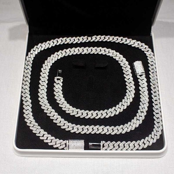 

15mm hip hop jewelry men vvs moissanite iced out cuban chain, Silver