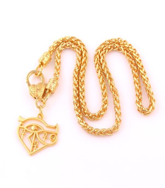 

gold plated egyptian eye of horus hieroglyph cross charms pendent religious necklace7663598, Silver
