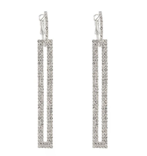 

yfjewe fashion long drop earrings luxury gold silver color rectangle rhinestone earring for women party jewelry gift e5504556050