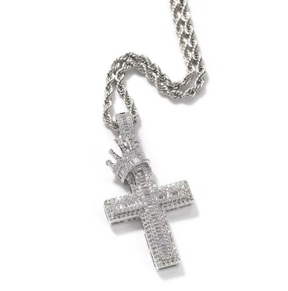 

vintage crown cross necklace fashion mens gold necklace hip hop iced out pendant necklaces jewelry9763219, Silver