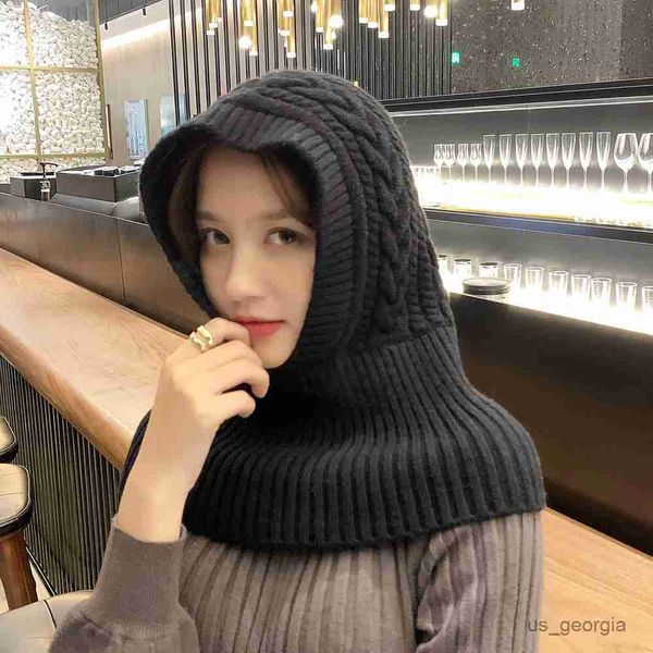 

caps winter scarf fake collar hat for women neck warmer knitting solid detachable collars female knitted removable collar hat r230627, Blue;gray